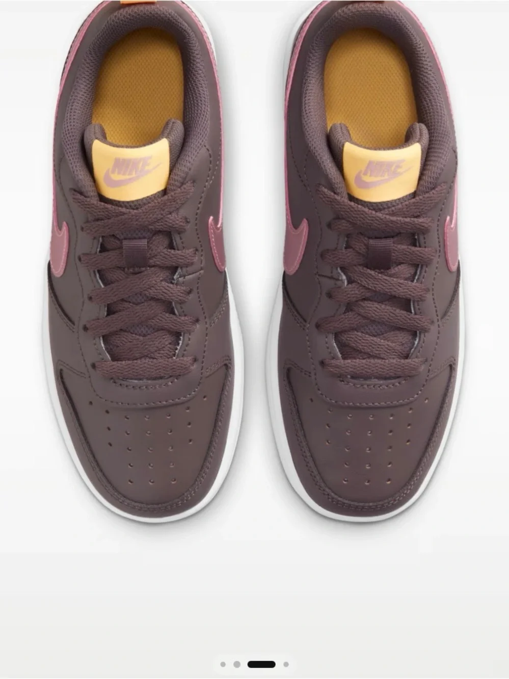 Nike Brown Low-Top Sneakers with Pink Accents, big kids 6.5